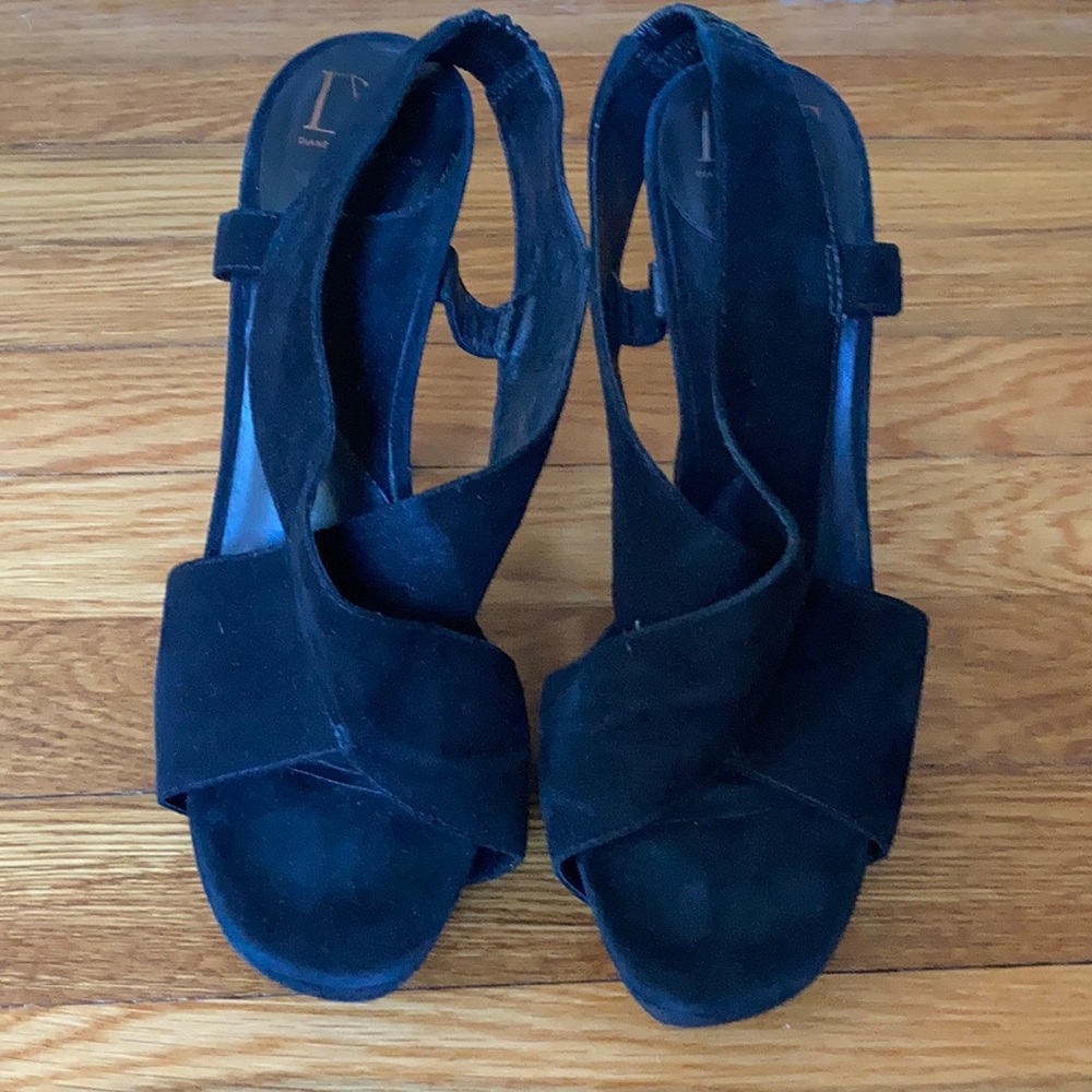 DVF black suede Zia Ii platform heels